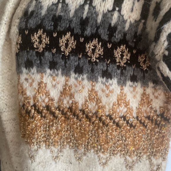 NWT Anthropologie Holiday Fairisle open Front Shawl Collar Cardigan Sz L NWT - Picture 9 of 16